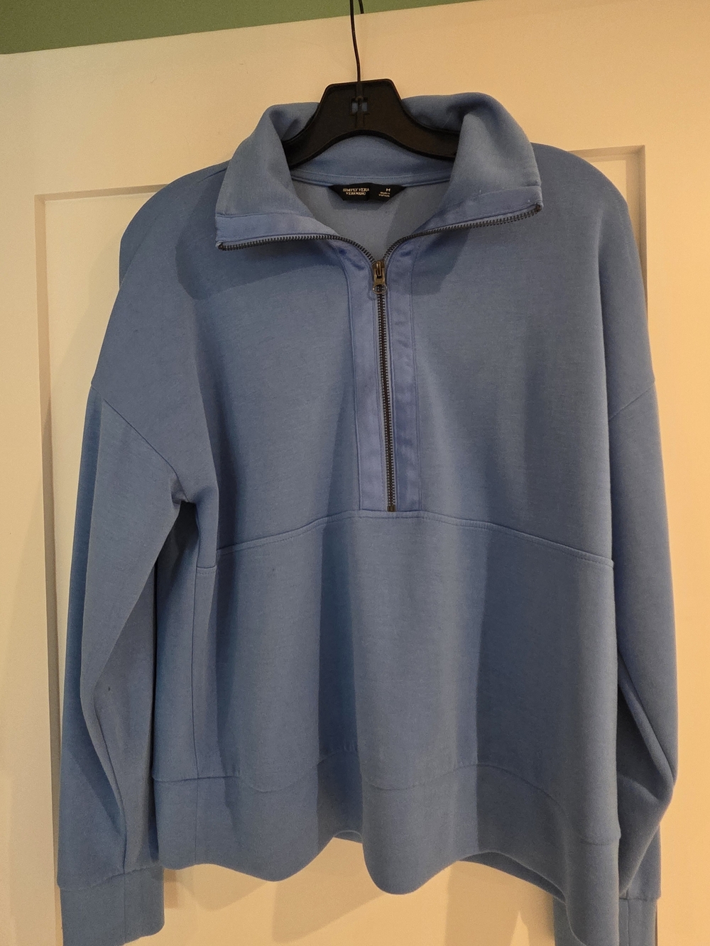 Simply Vera Verawang Light Blue Half-Zip Women's Pullover